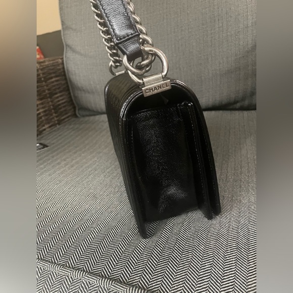 Chanel Boy Bag Black Caviar Silver Ruthenium Hardware  With Card - Picture 10 of 17